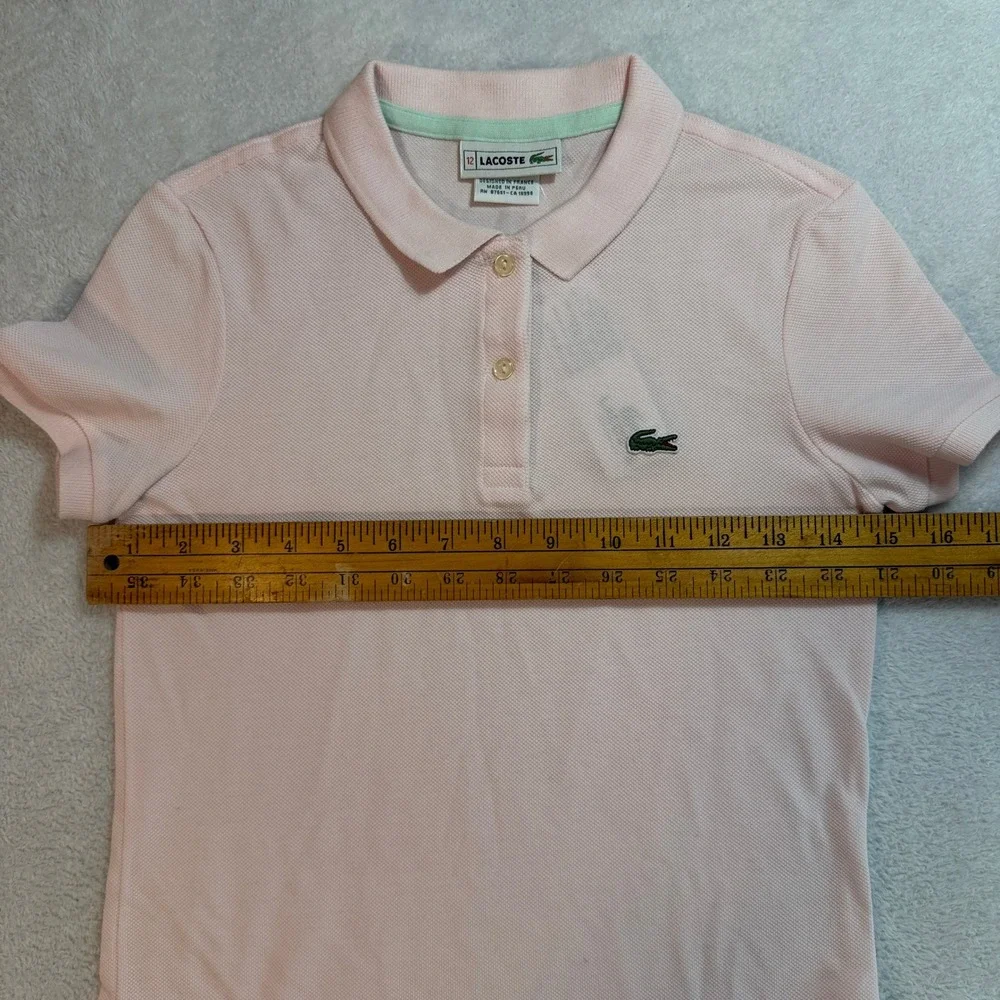 Lacoste Kids Pink Short Sleeve Pleated Pique Polo Dress Size 12 5191L